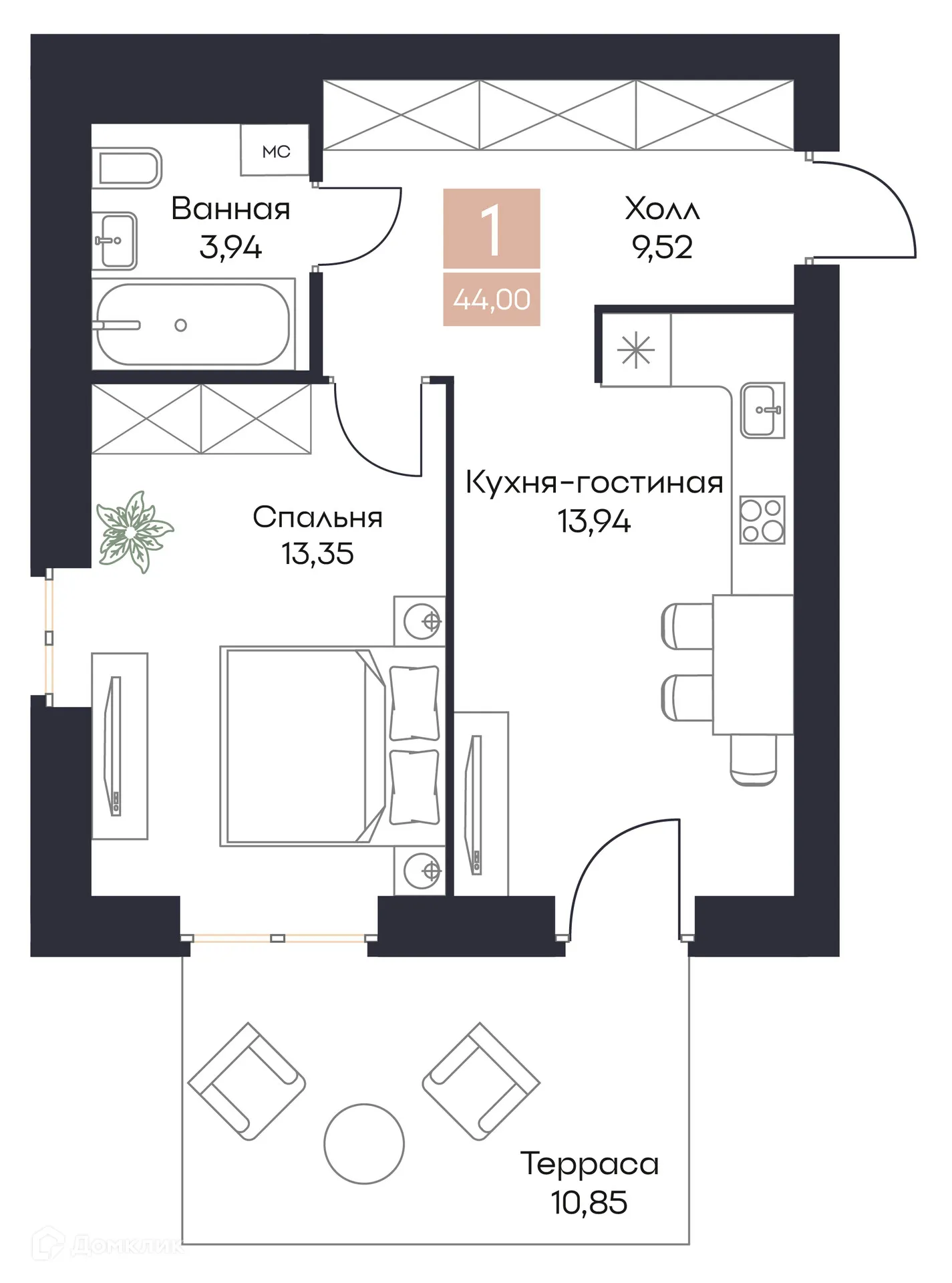 Фото квартиры в ЖК Резиденция Поляна