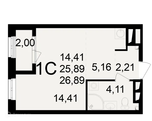 Планировка 1 комн. в ЖК Макроквартал "Свобода"
