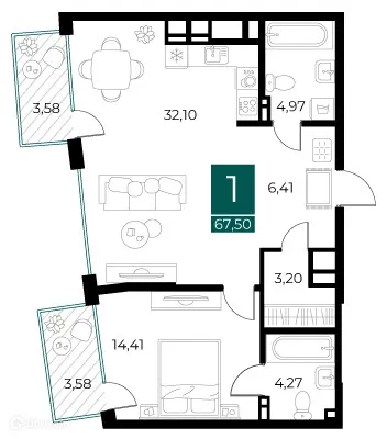 Фото квартиры в ЖК Арт-кварталы