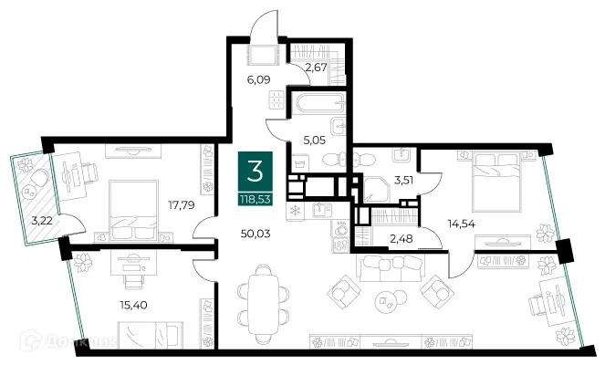 Фото квартиры в ЖК Арт-кварталы