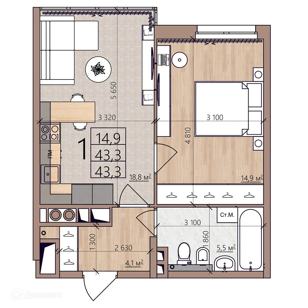 Фото квартиры в ЖК Окская стрелка