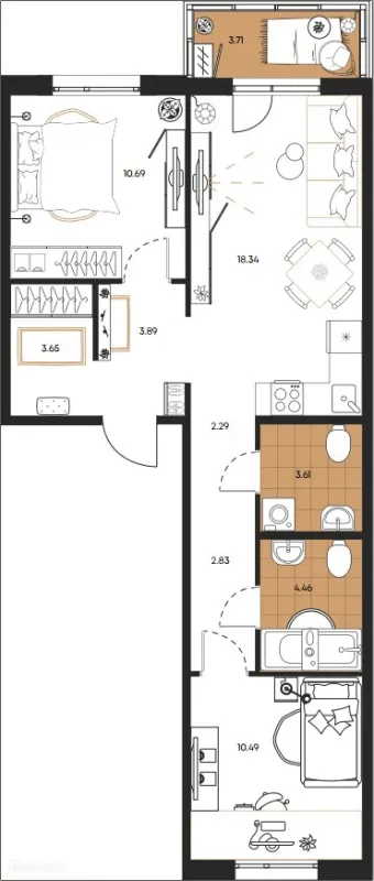 2 комн. квартиры в Южно-Сахалинске новостройки