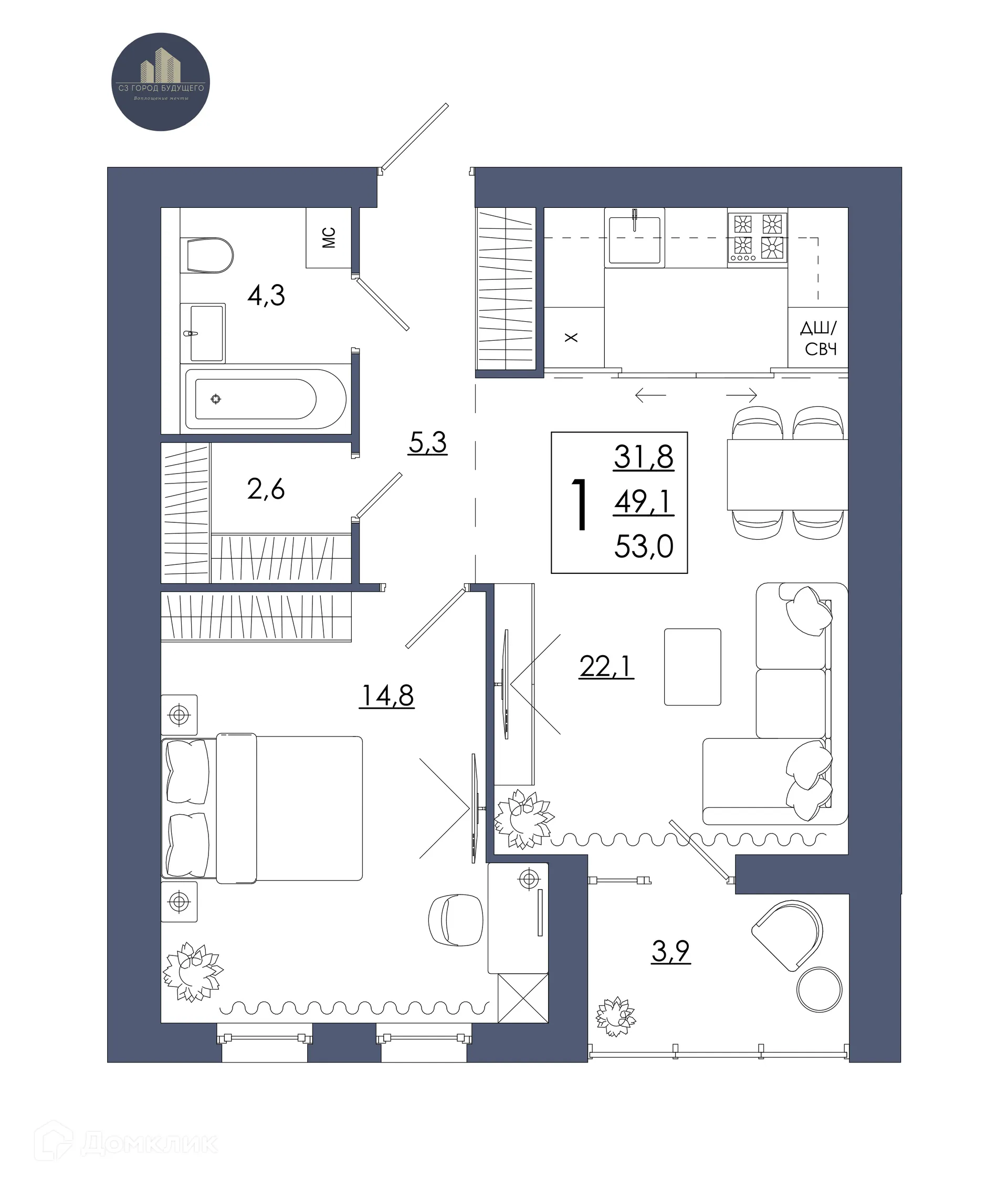 Фото квартиры в ЖК МАСТЕР и МАРГАРИТА