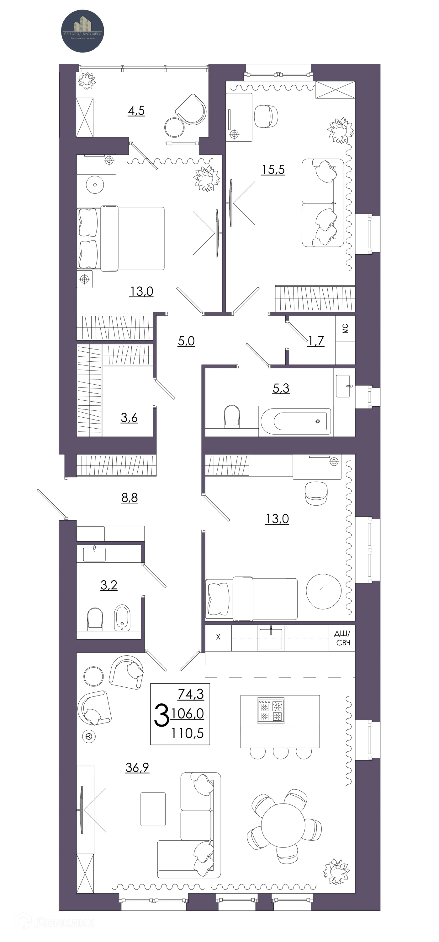 Фото квартиры в ЖК МАСТЕР и МАРГАРИТА