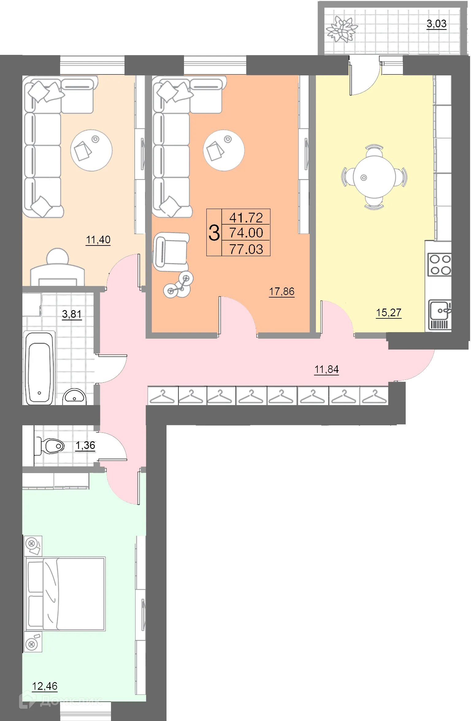 Фото квартиры в ЖК "Лазурный"