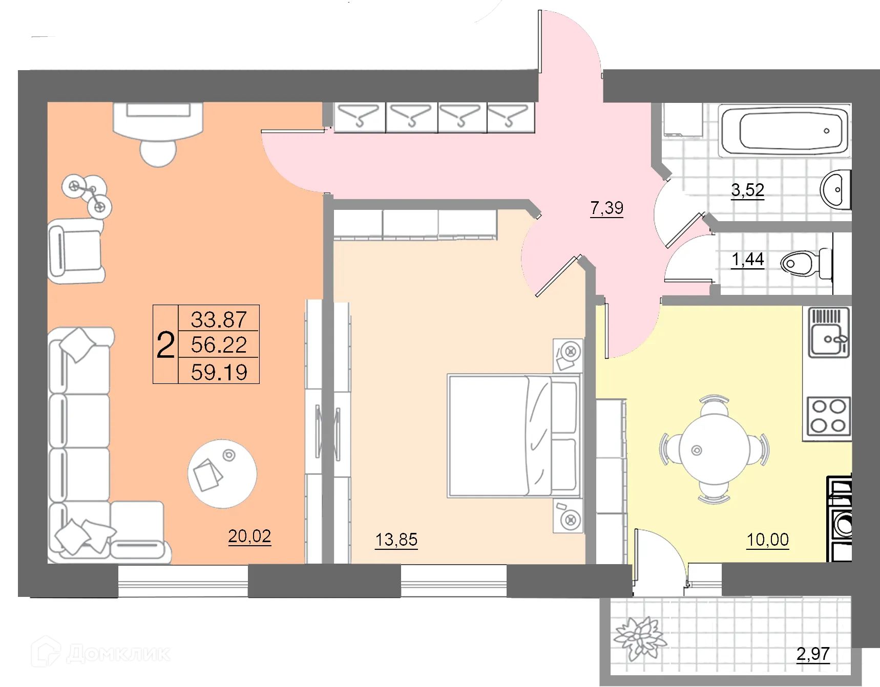 Фото квартиры в ЖК "Лазурный"