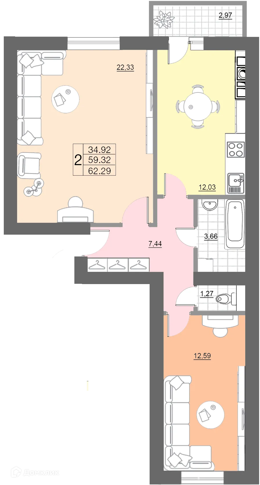 Фото квартиры в ЖК "Лазурный"