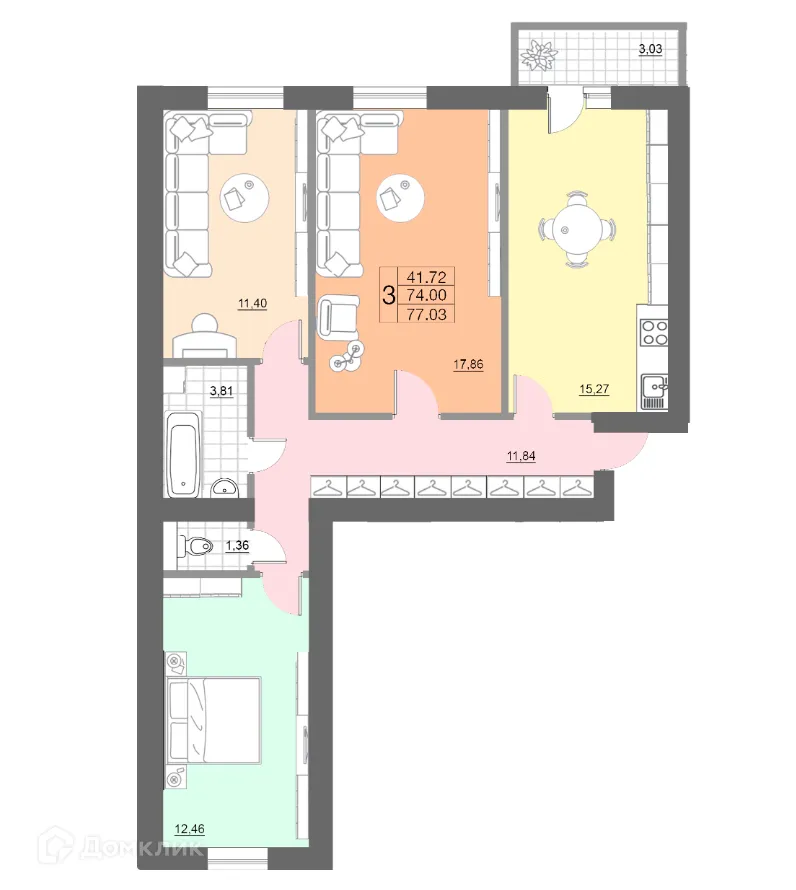 Фото квартиры в ЖК "Лазурный"