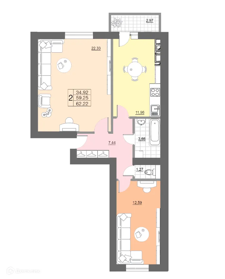 Фото квартиры в ЖК "Лазурный"