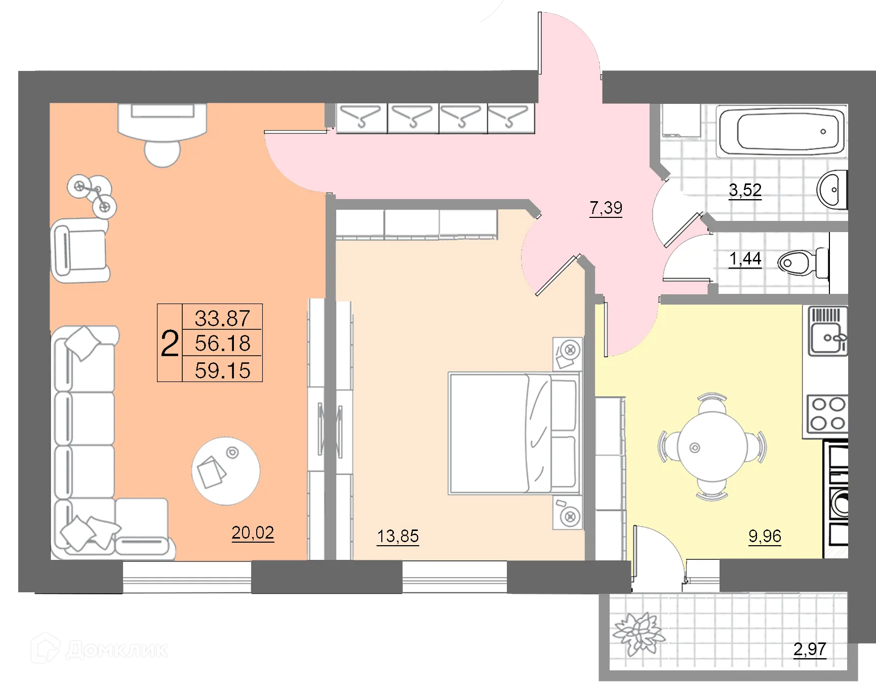 Фото квартиры в ЖК "Лазурный"