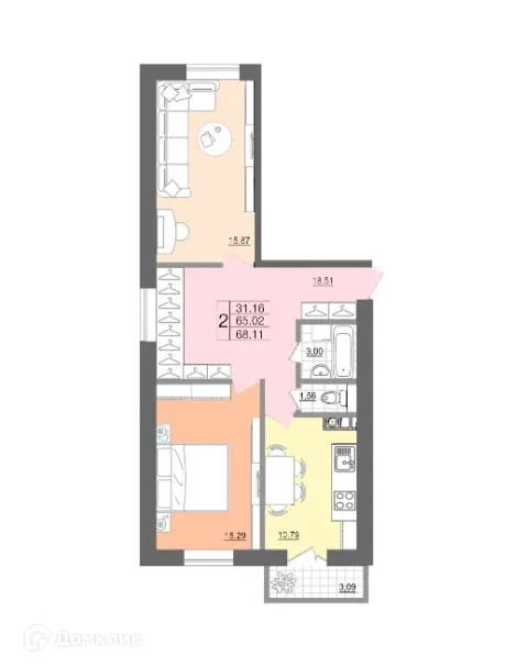 Фото квартиры в ЖК "Самолет"