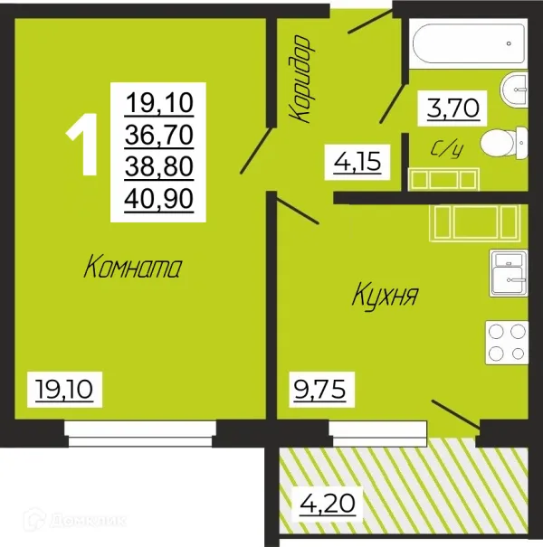 1 комн. квартиры в Смоленске новостройки