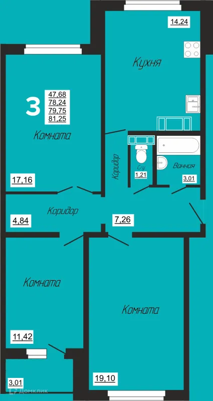 3 комн. квартиры в Смоленске новостройки