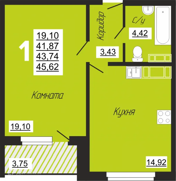 1 комн. квартиры в Смоленске новостройки