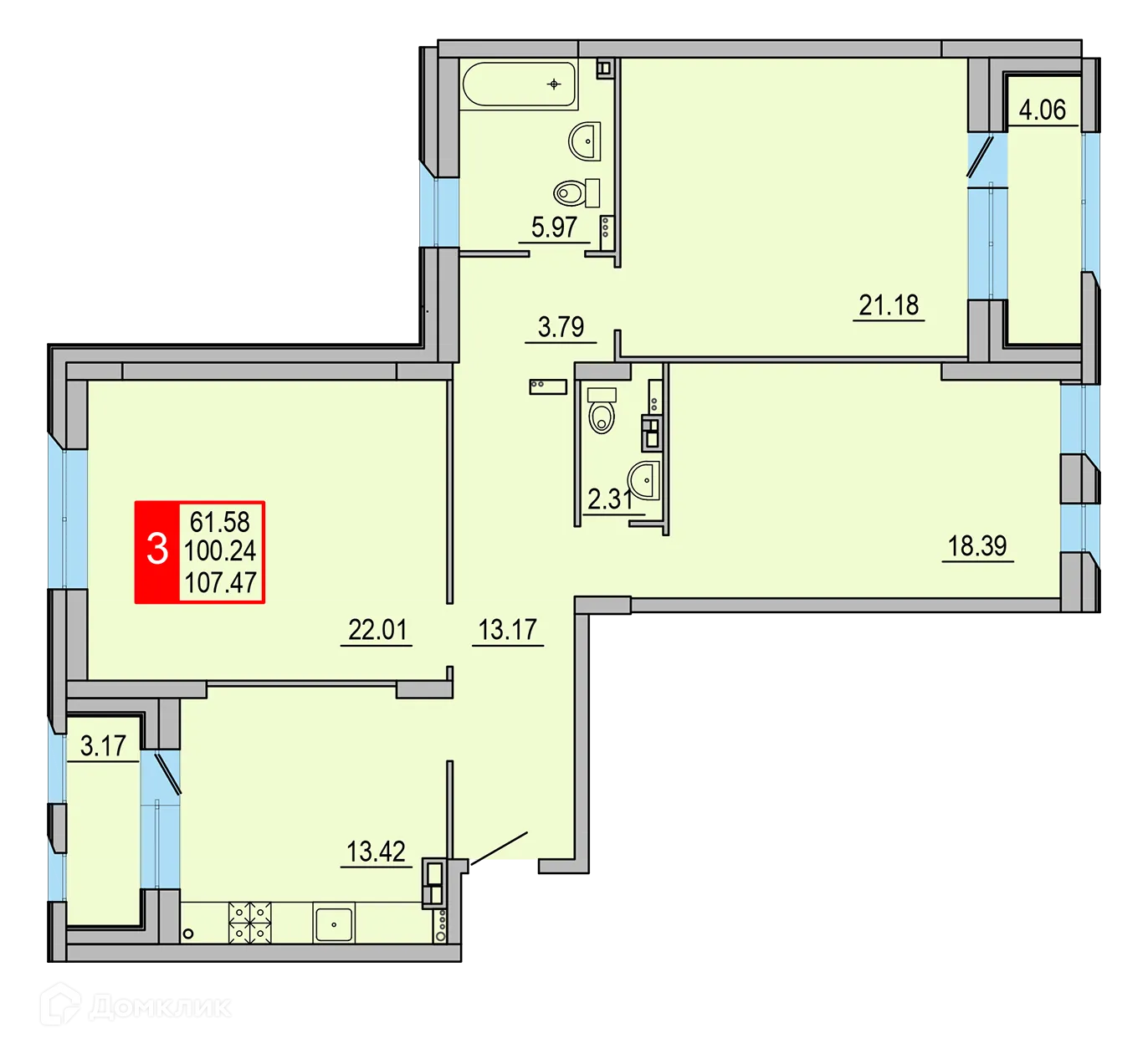 Фото квартиры в ЖК Заволжский Берег"