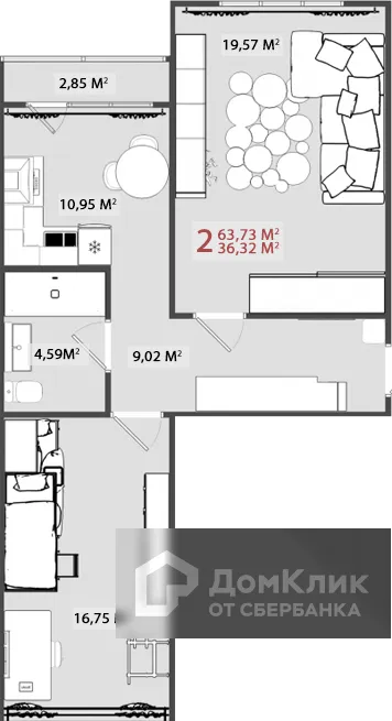 Фото квартиры в ЖК Многоквартирный жилой дом по б-ру Гусева 46