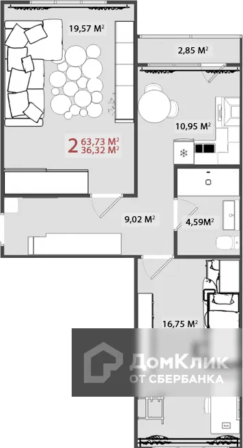 Фото квартиры в ЖК Многоквартирный жилой дом по б-ру Гусева 46