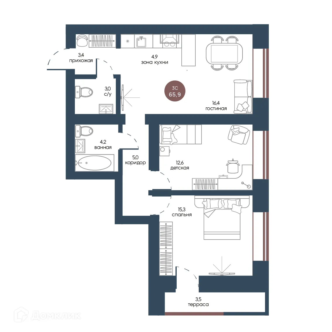 Фото квартиры в ЖК Белозерский