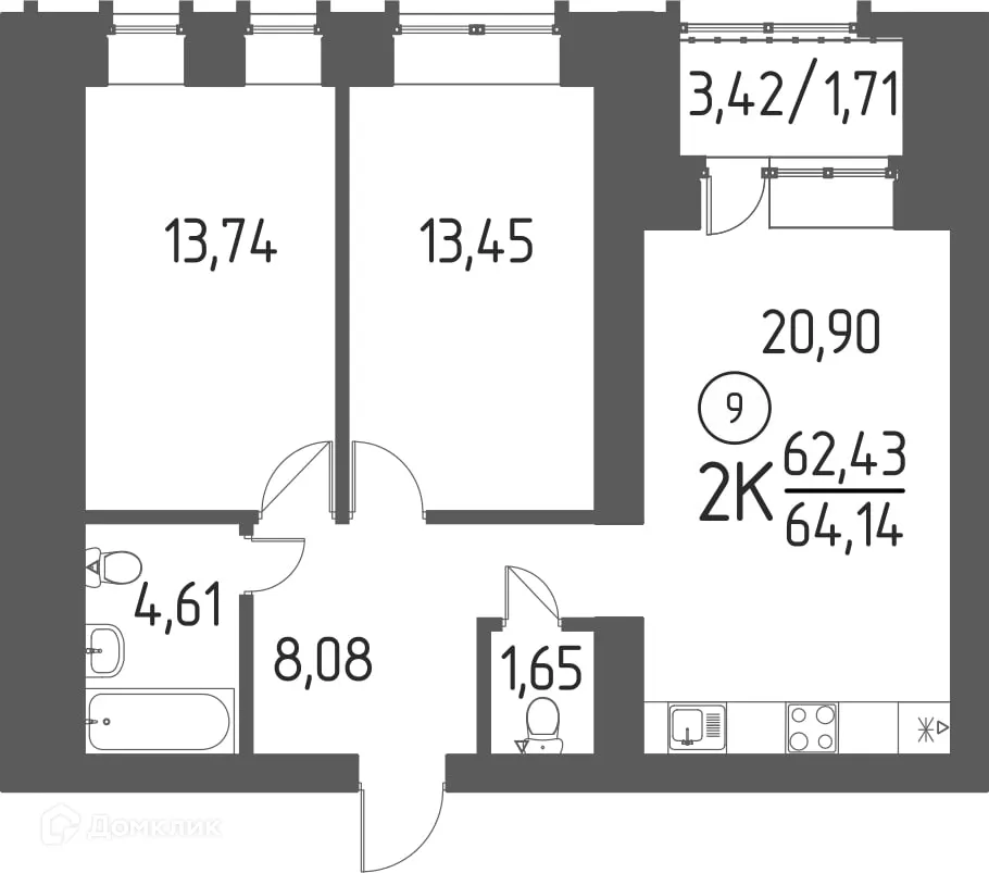 Фото квартиры в ЖК На Цветаевой