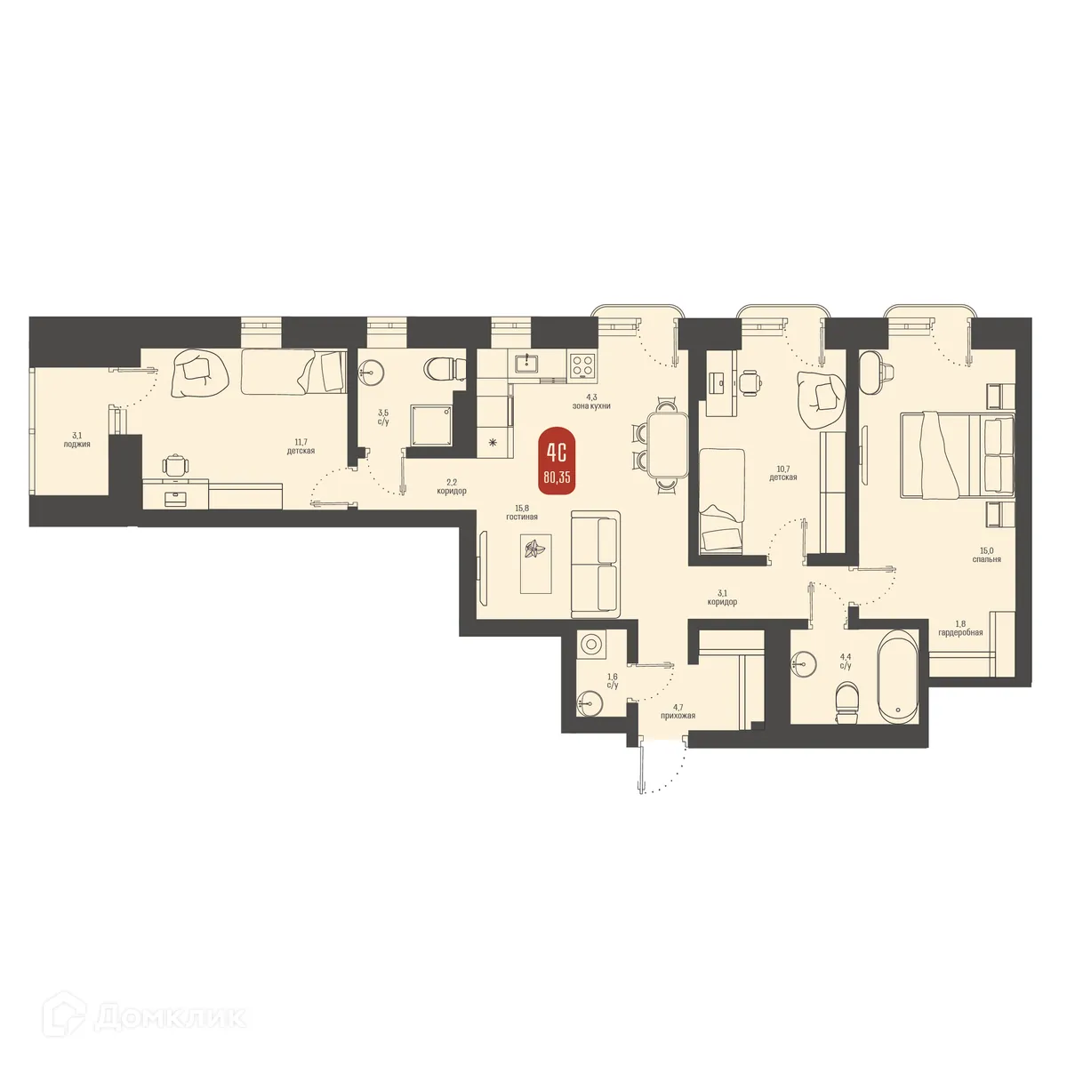 Фото квартиры в ЖК Косарева 6