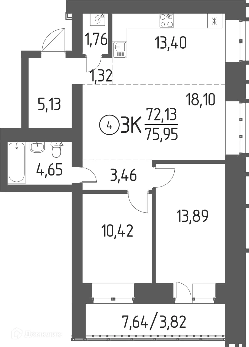 Фото квартиры в ЖК На Цветаевой