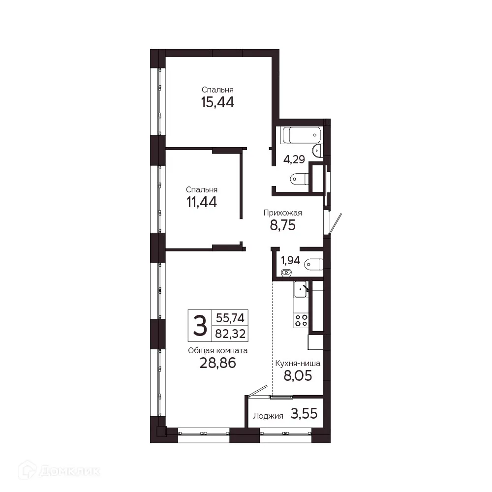 Фото квартиры в ЖК на Комсомольском