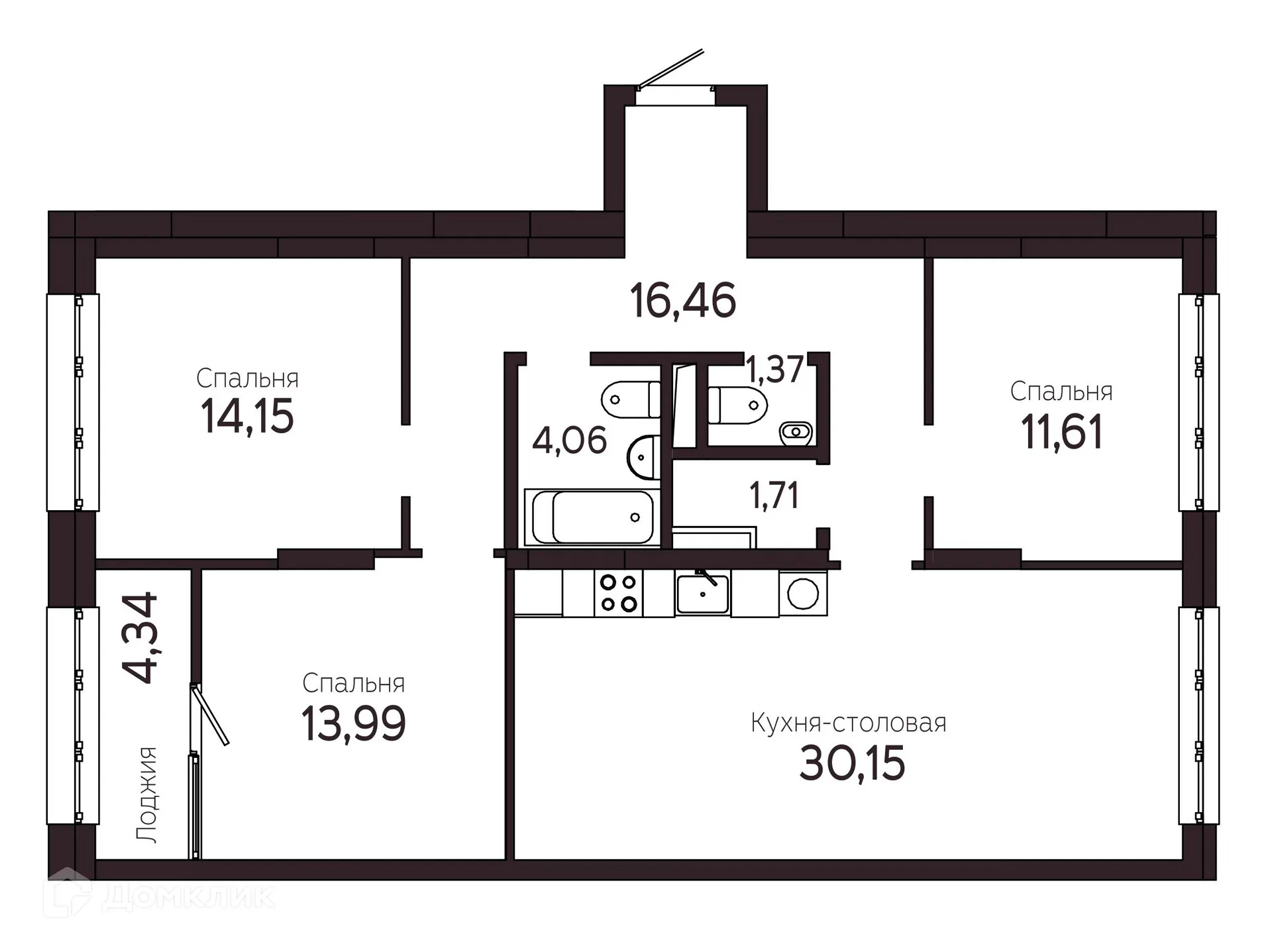 Фото квартиры в ЖК на Комсомольском