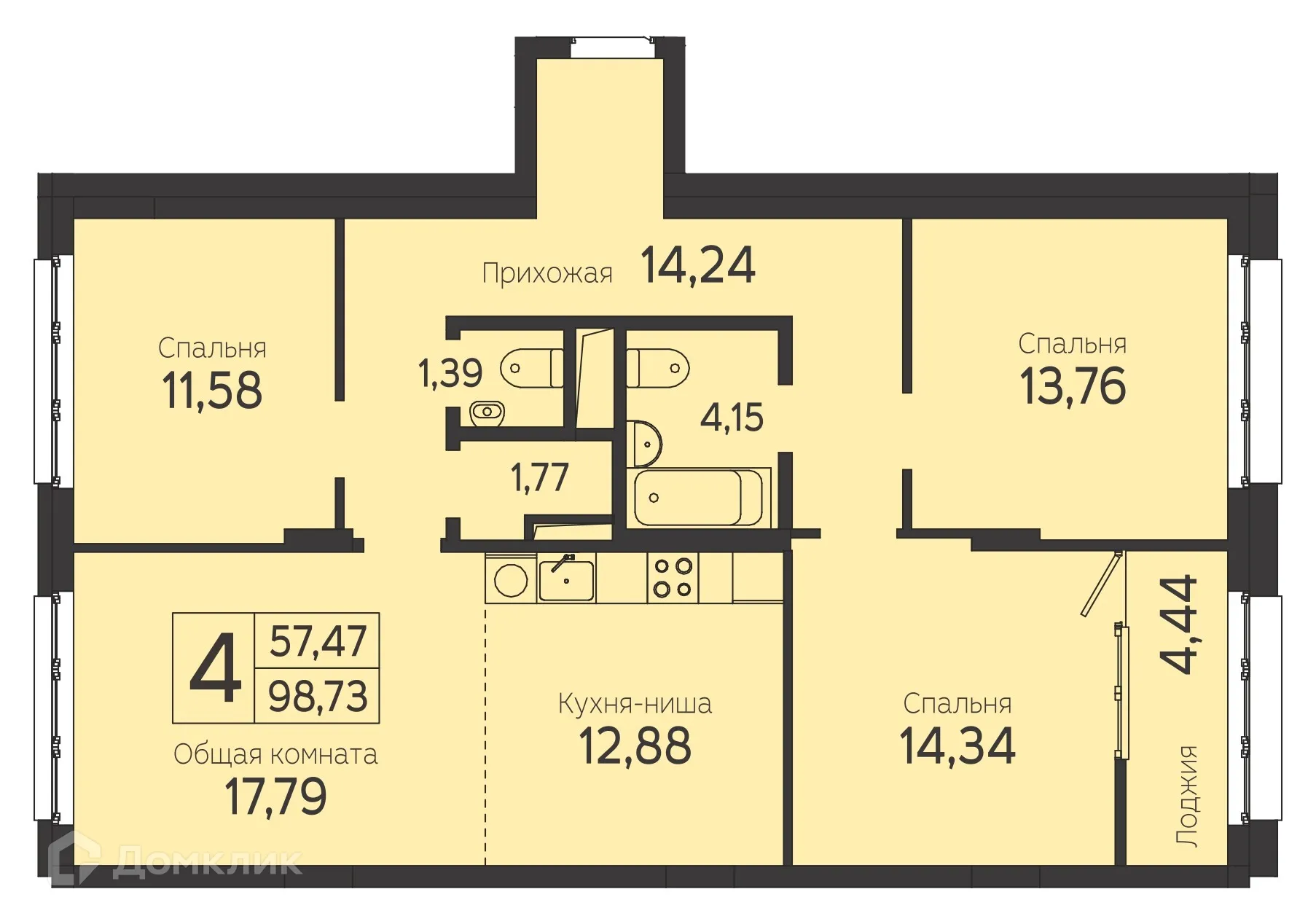 Фото квартиры в ЖК на Комсомольском