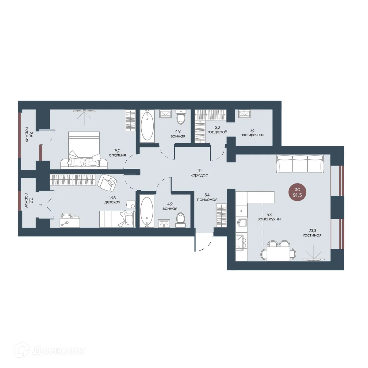 Фото квартиры в ЖК Белозерский