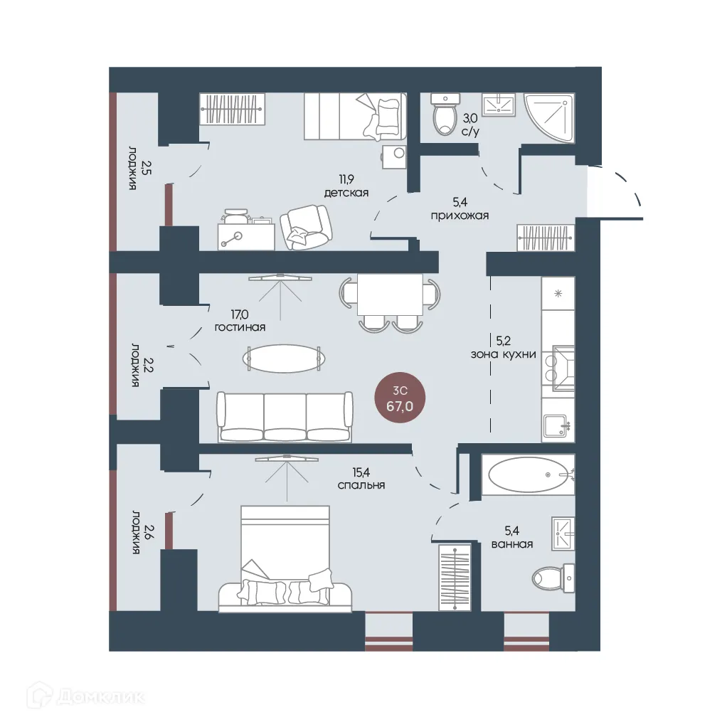 Фото квартиры в ЖК Белозерский