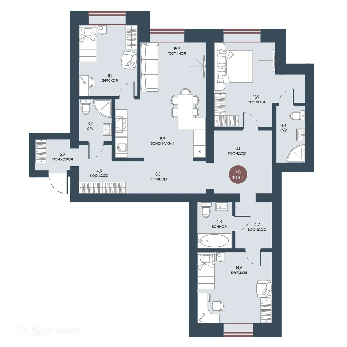 Фото квартиры в ЖК Белозерский