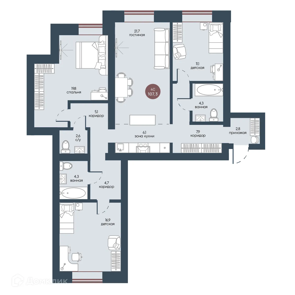 Фото квартиры в ЖК Белозерский