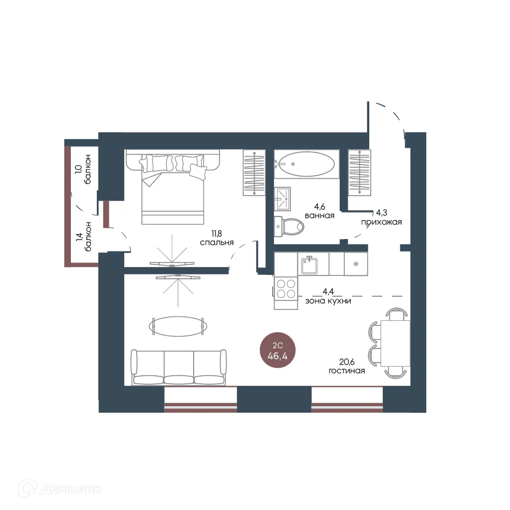 Фото квартиры в ЖК Белозерский