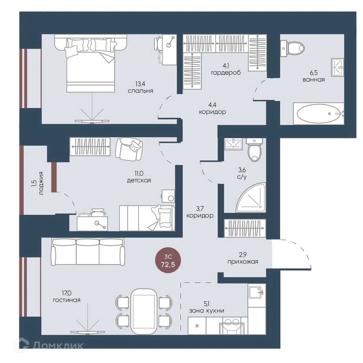 Фото квартиры в ЖК Белозерский