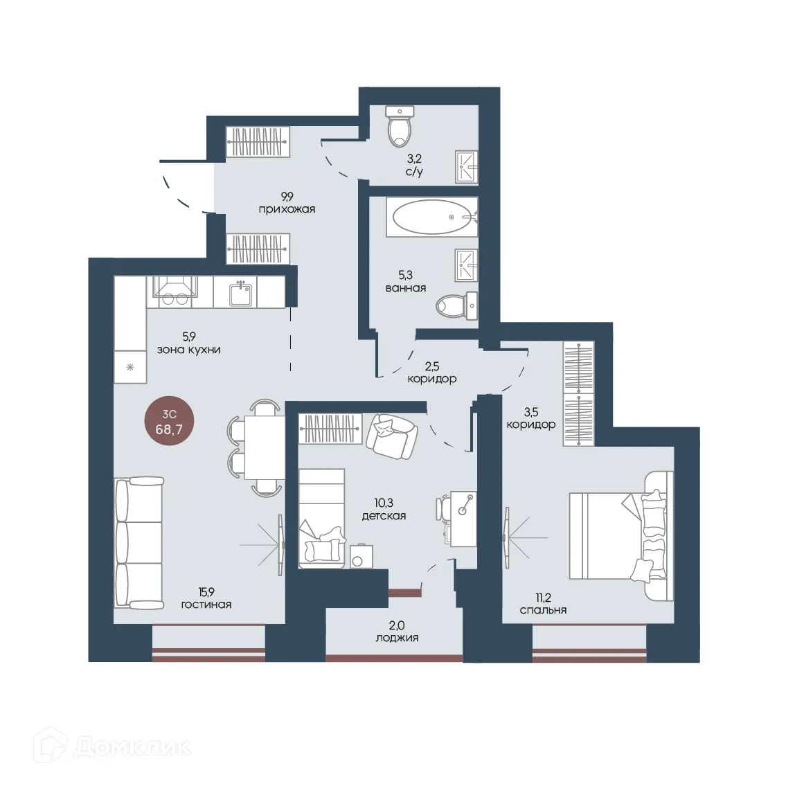 Фото квартиры в ЖК Белозерский