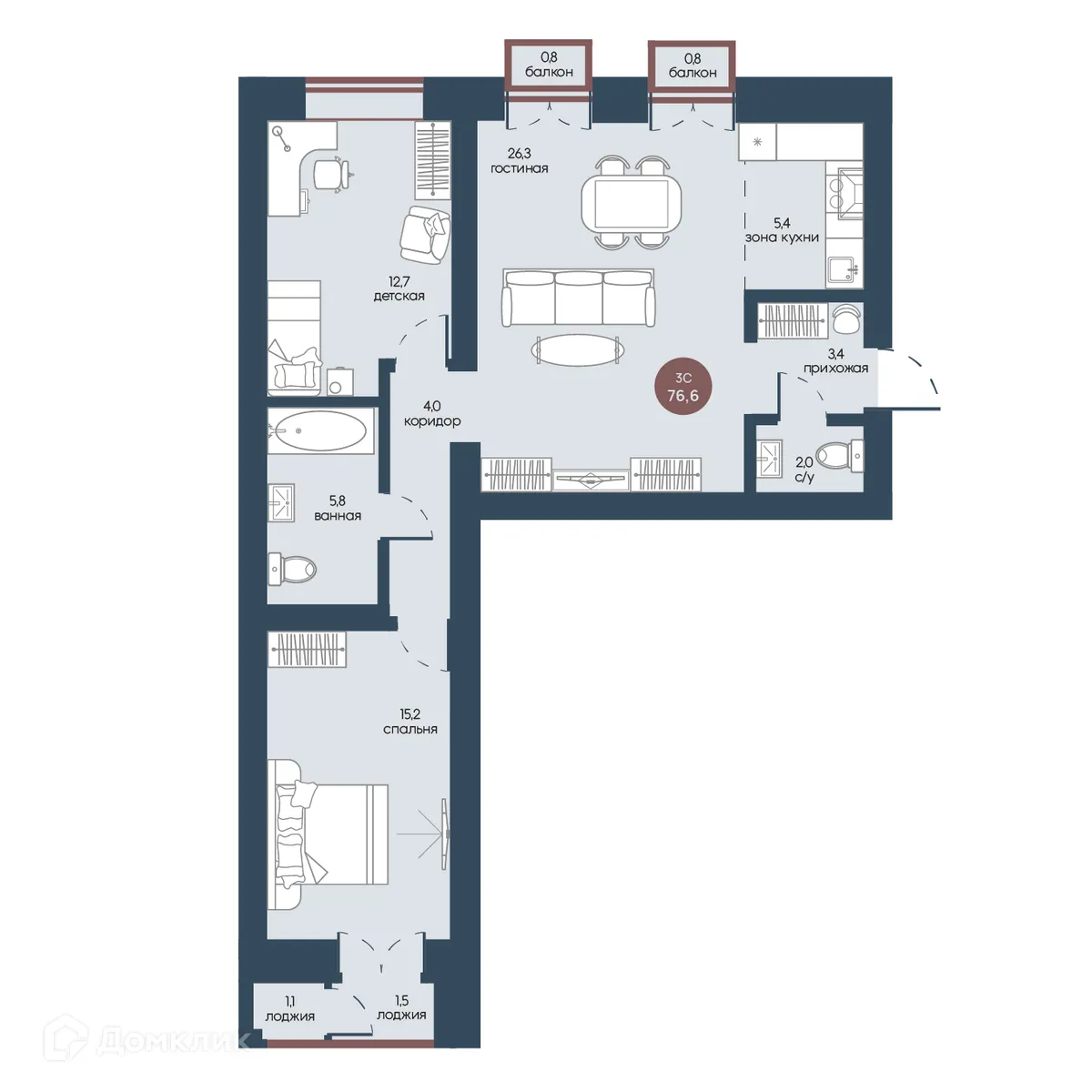 Фото квартиры в ЖК Белозерский