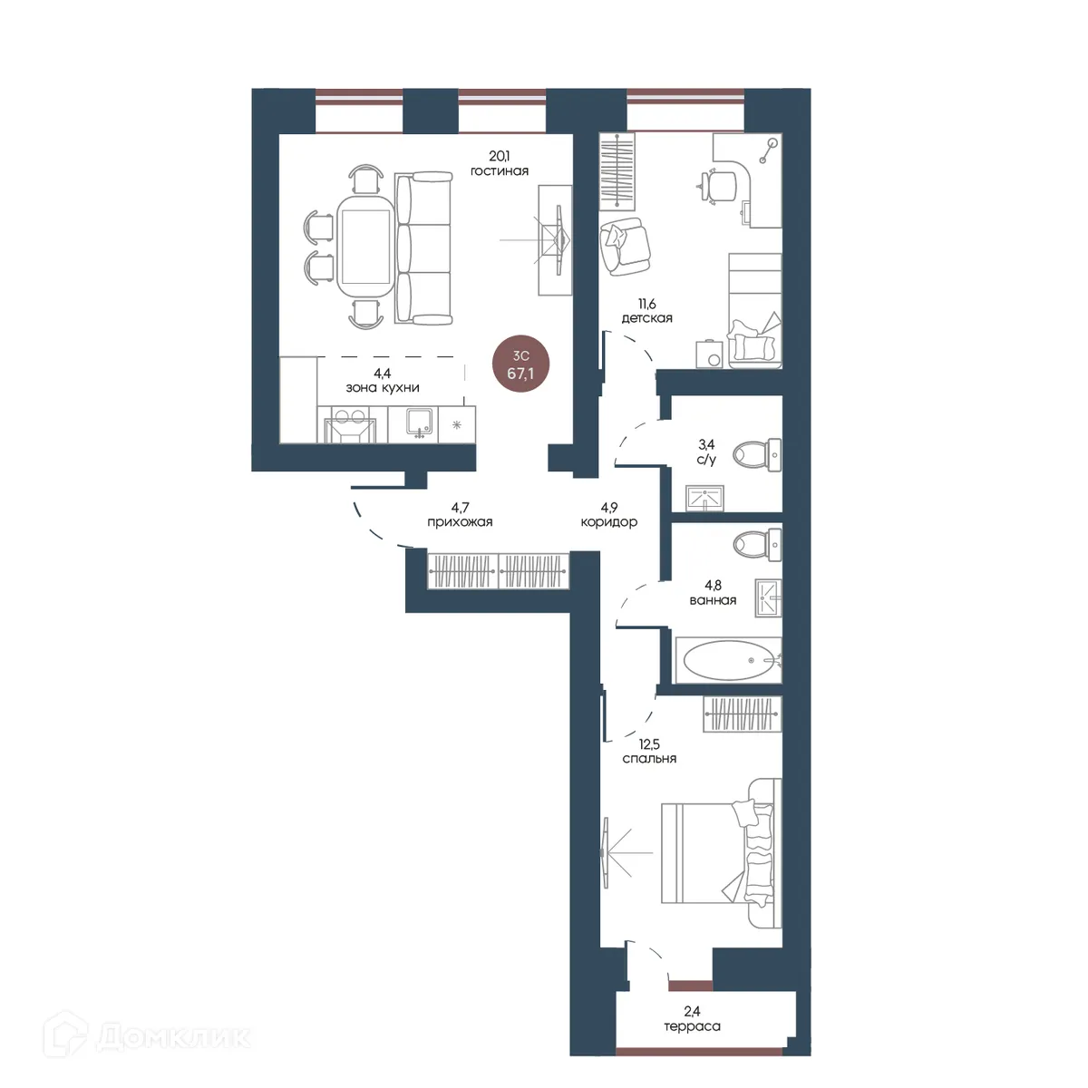 Фото квартиры в ЖК Белозерский