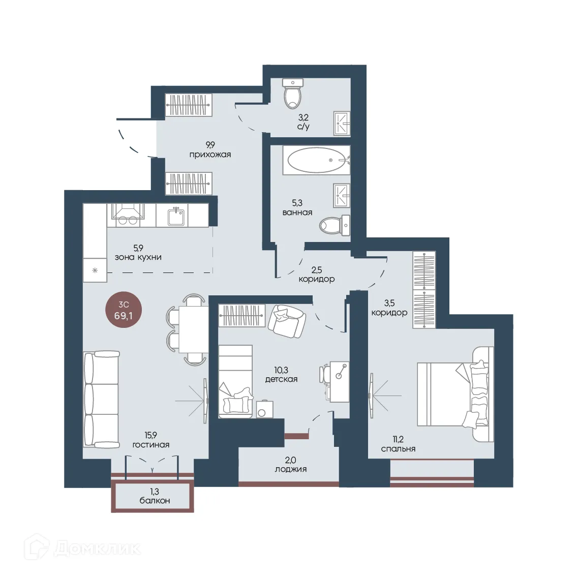 Фото квартиры в ЖК Белозерский