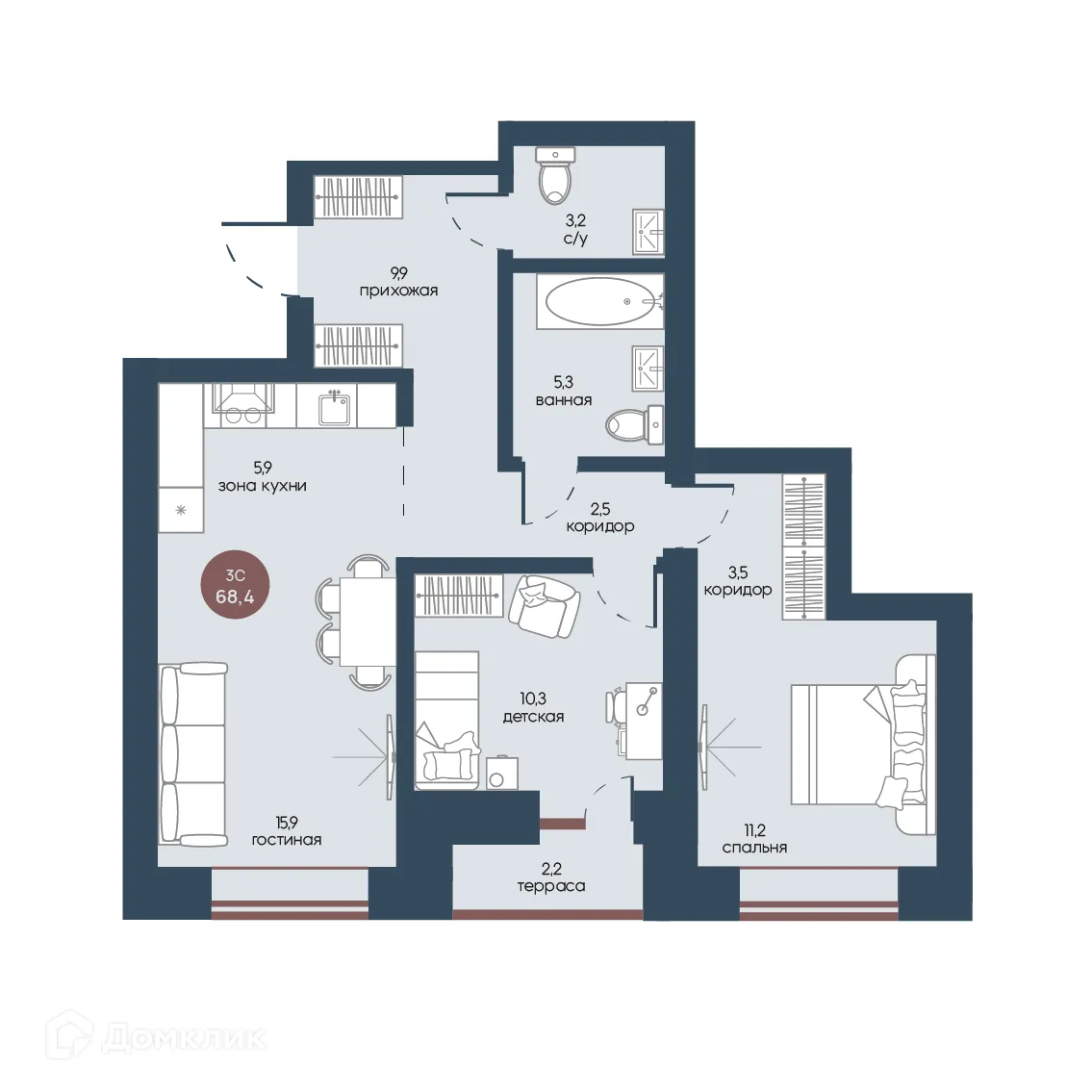 Фото квартиры в ЖК Белозерский