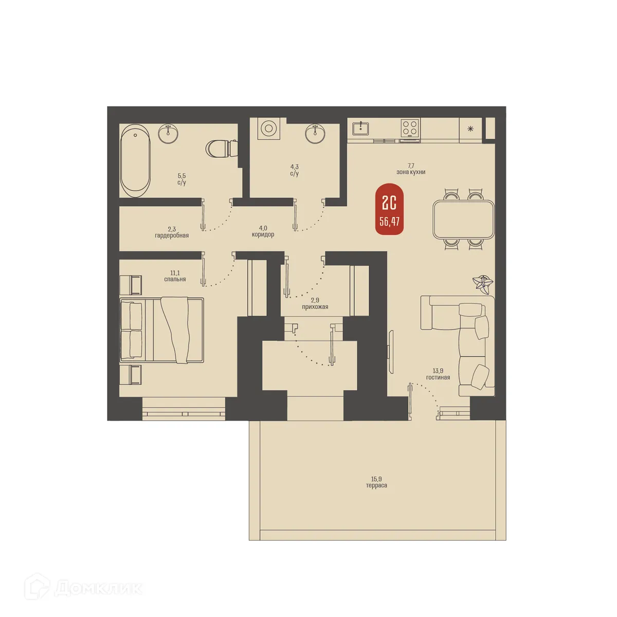 Фото квартиры в ЖК Косарева 6