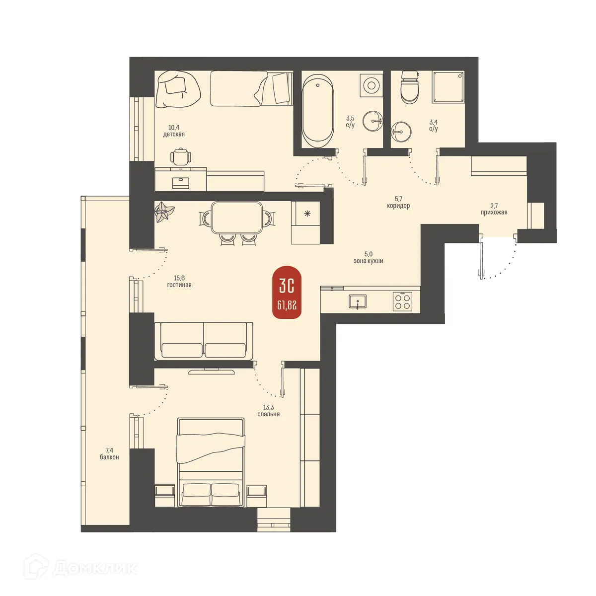 Фото квартиры в ЖК Косарева 6