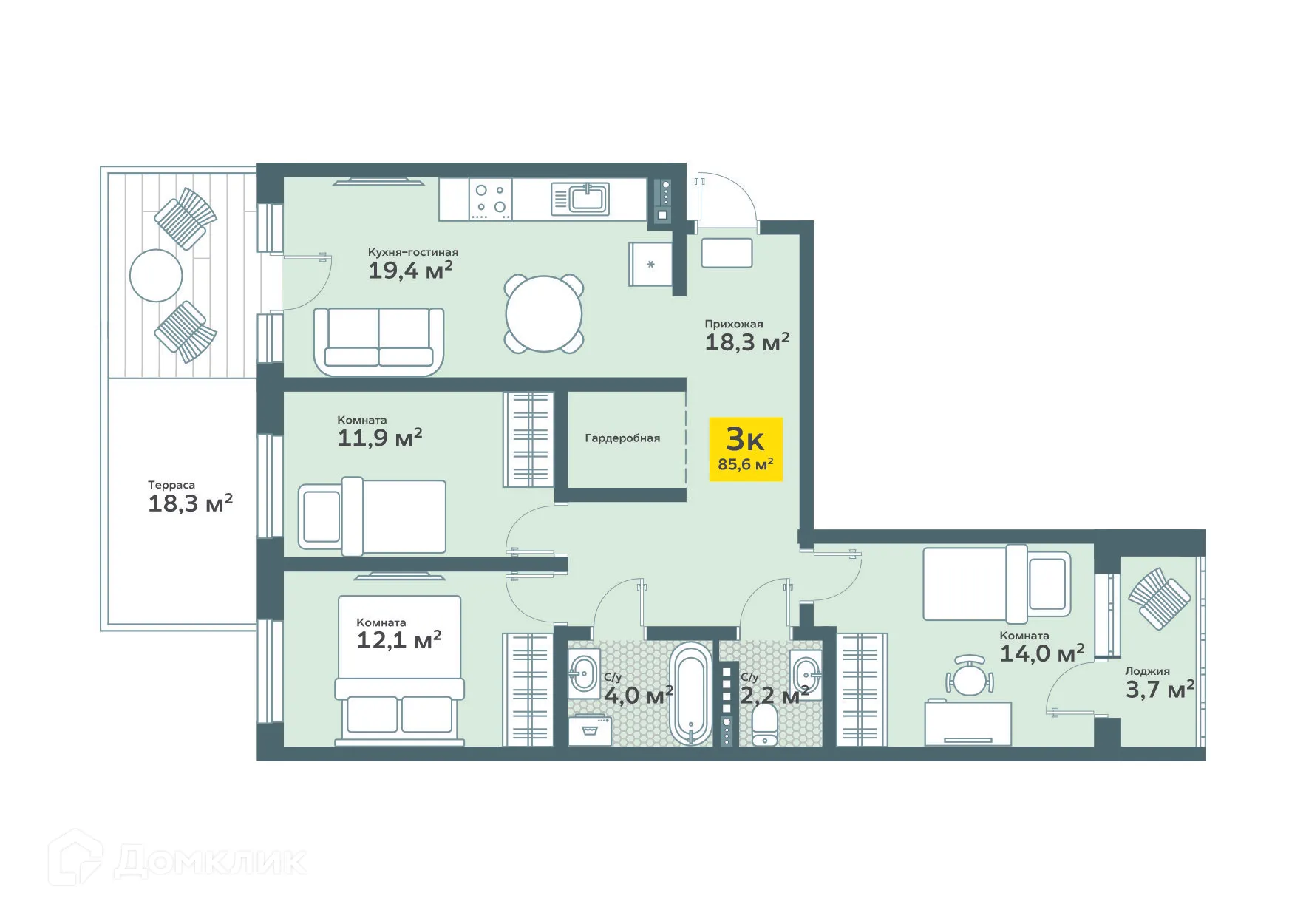 Фото квартиры в ЖК "OK!LAND (Ок!ланд)"