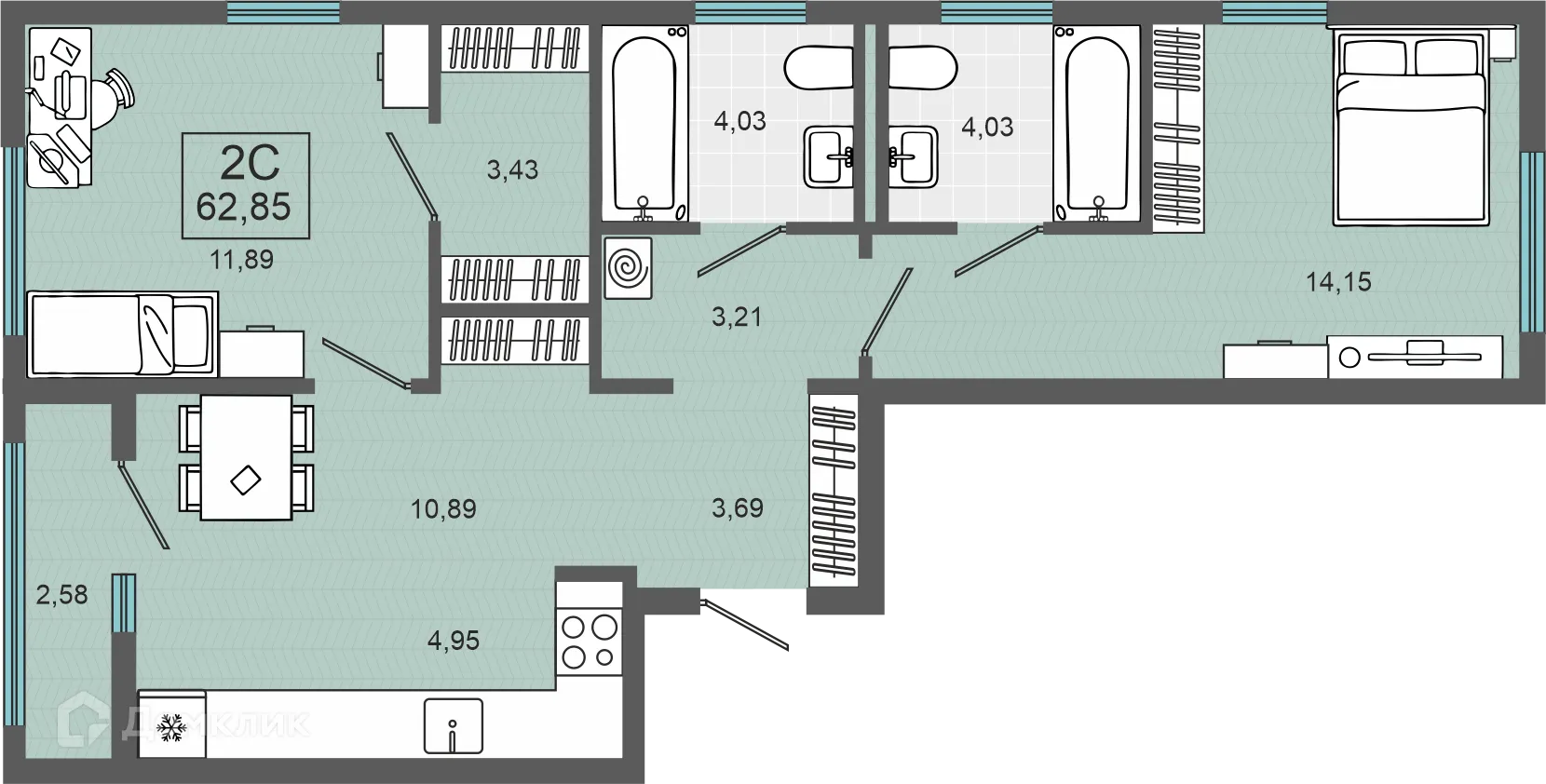 Фото квартиры в ЖК ЭНВИЛЛЬ