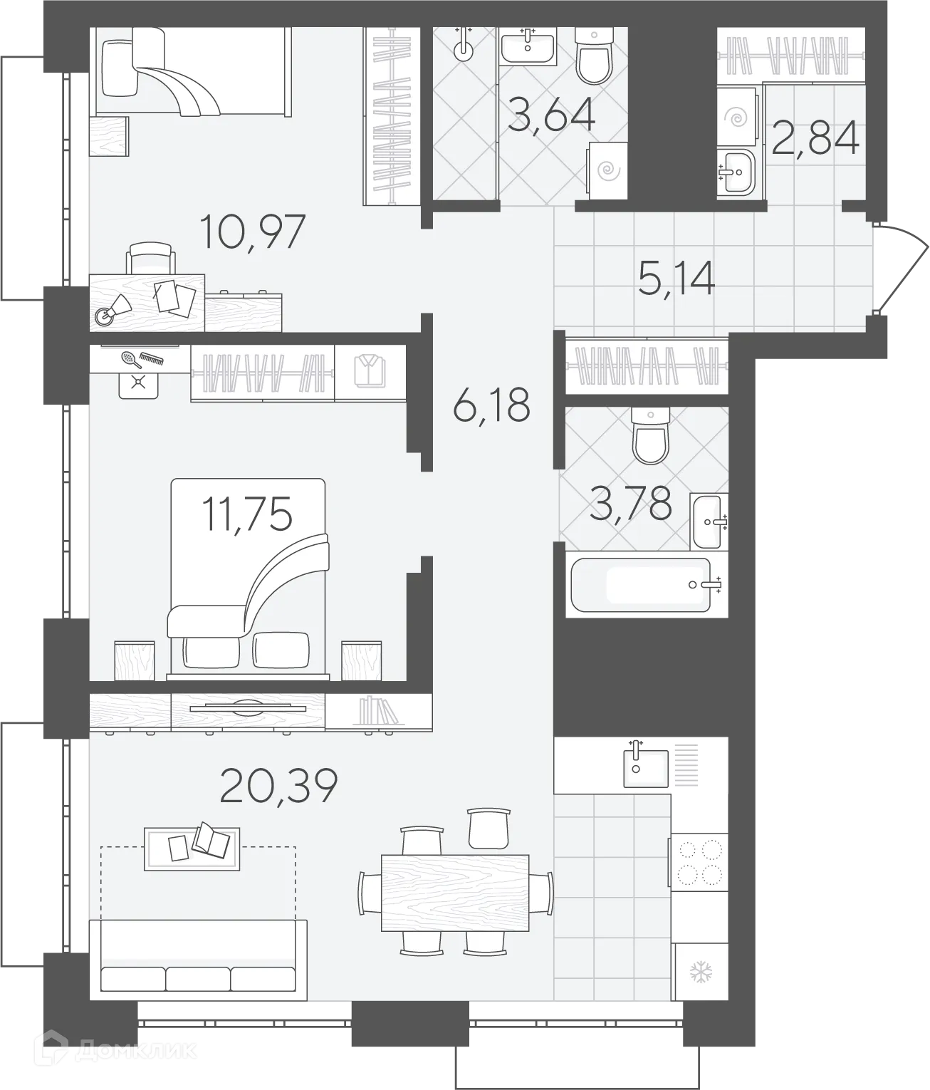 Фото квартиры в ЖК Скандиа.Дом на берегу Туры