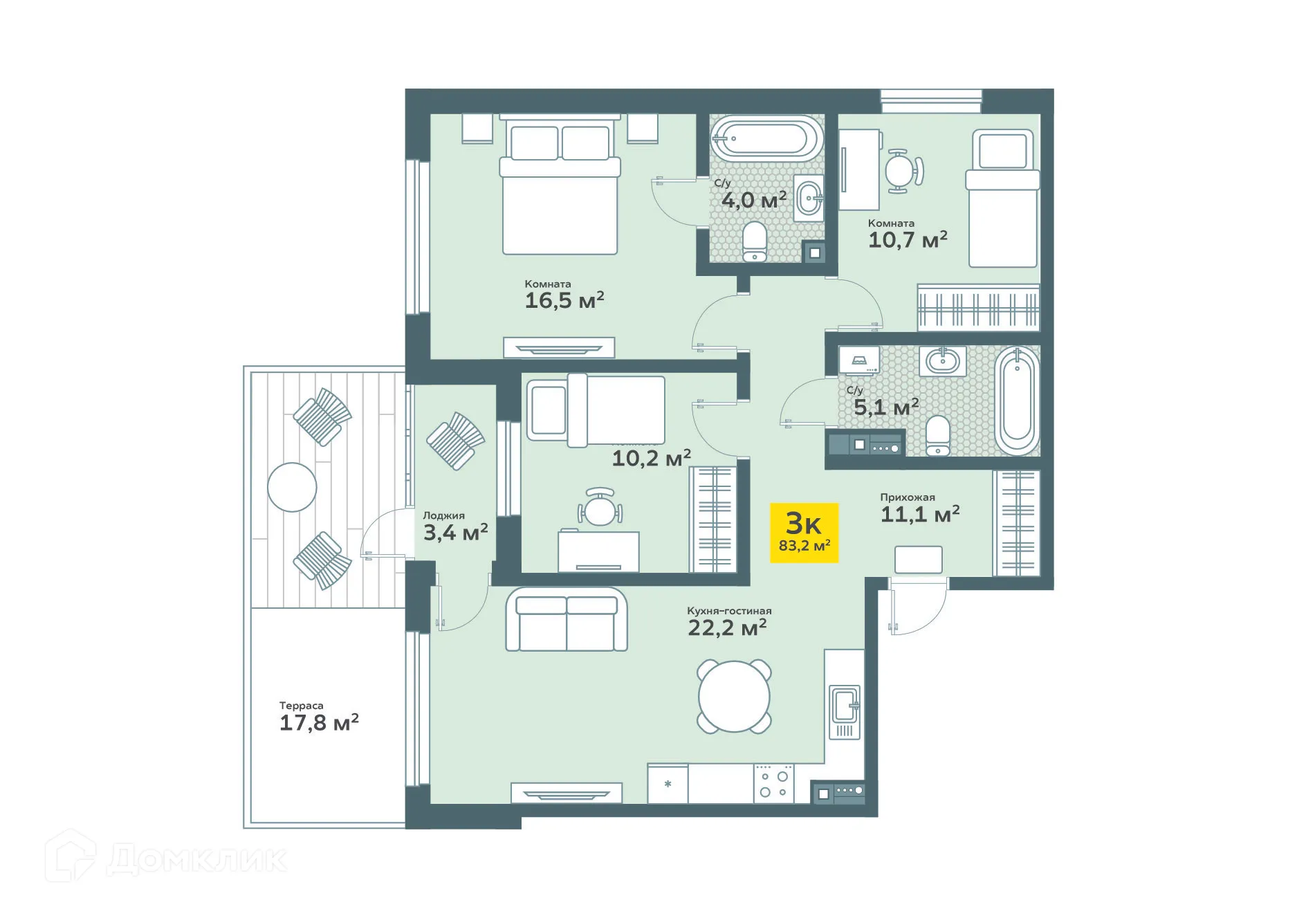 Фото квартиры в ЖК "OK!LAND (Ок!ланд)"