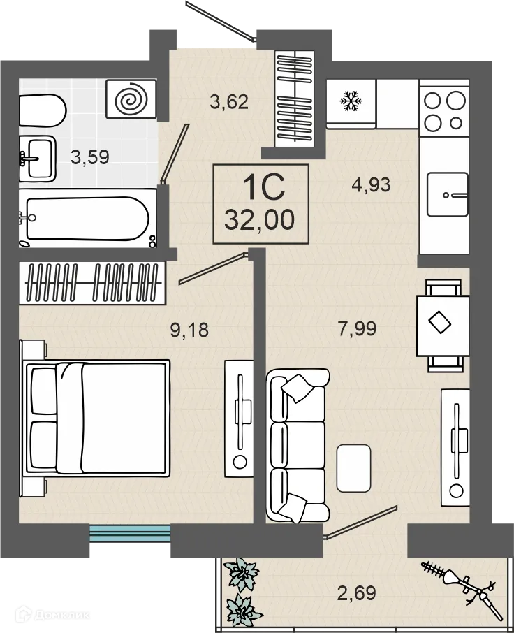 Фото квартиры в ЖК ЭНВИЛЛЬ