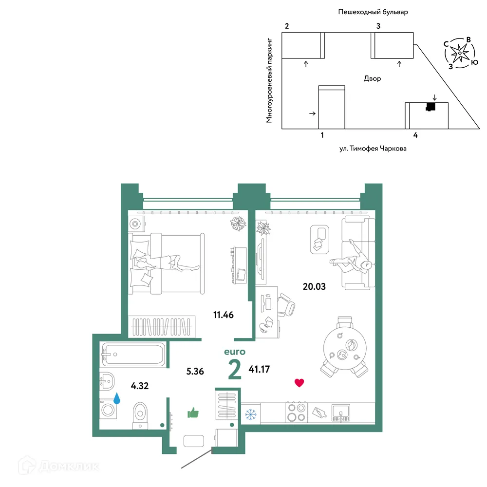 Фото квартиры в ЖК Микрорайон "Звёздный городок"