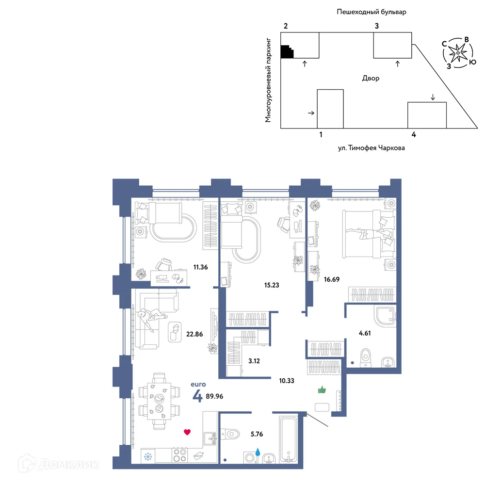 Фото квартиры в ЖК Микрорайон "Звёздный городок"