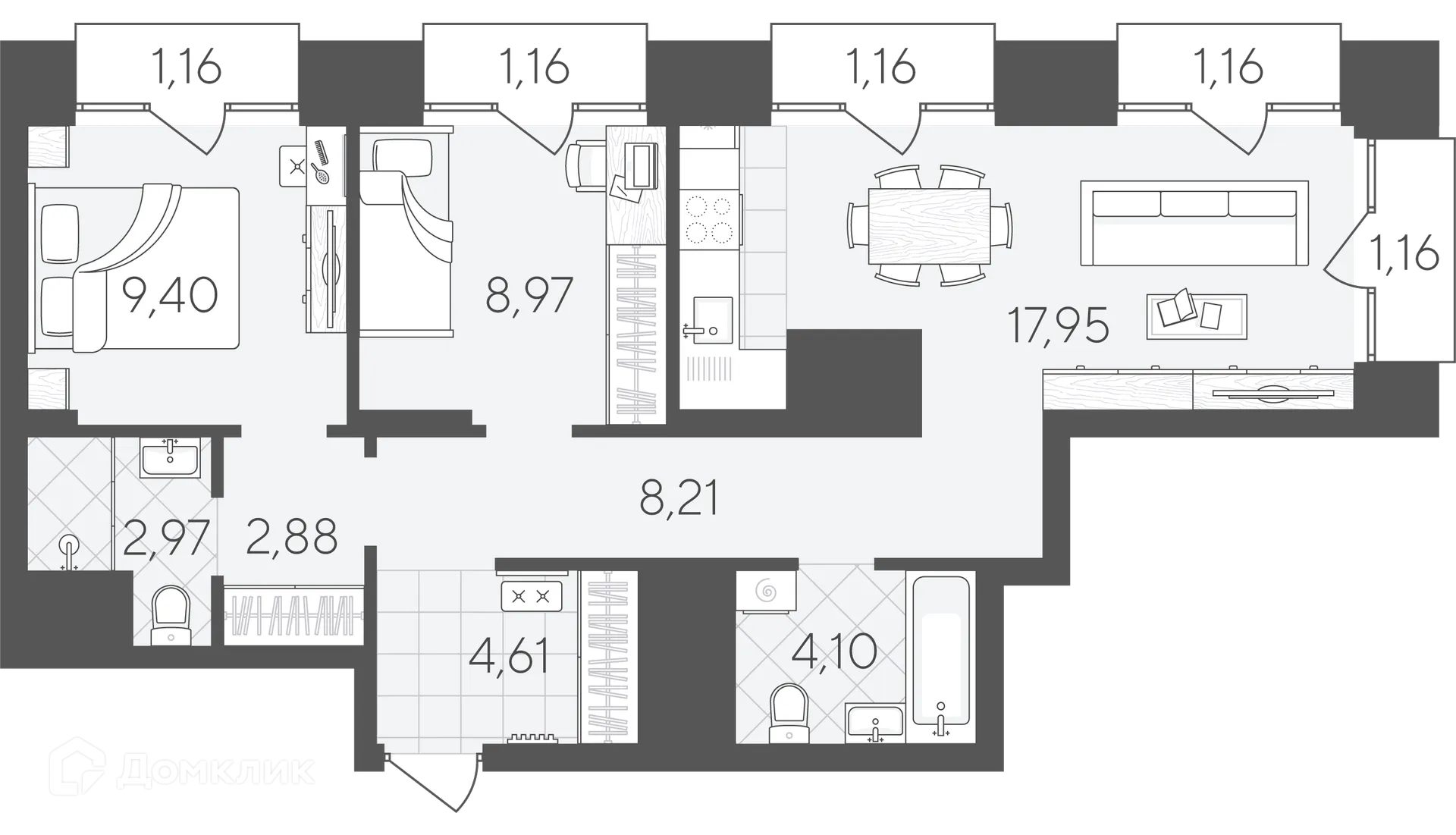 Фото квартиры в ЖК Скандиа.Дом на берегу Туры