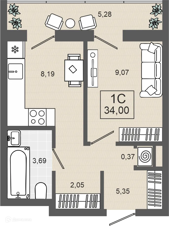 Фото квартиры в ЖК ЭНВИЛЛЬ